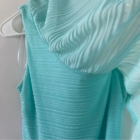 NWT Windsor Sparkly Glitter One Shoulder Sheer Flounce Bodycon Mini Dress Mint 2 - Picture 9 of 14